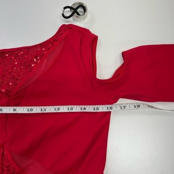 Weissman Dance Performance Costume Child’s Size XXL Red Sequin One Piece NEW - Picture 7 of 13